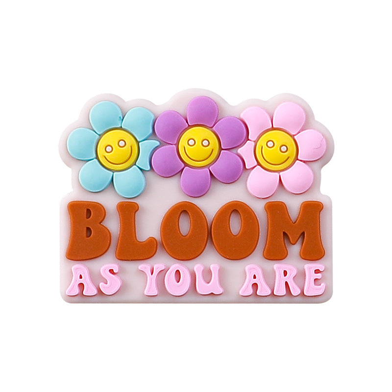 Silicone Focal Beads Flower Children Smiling Face Positive Energy 20pcs 7