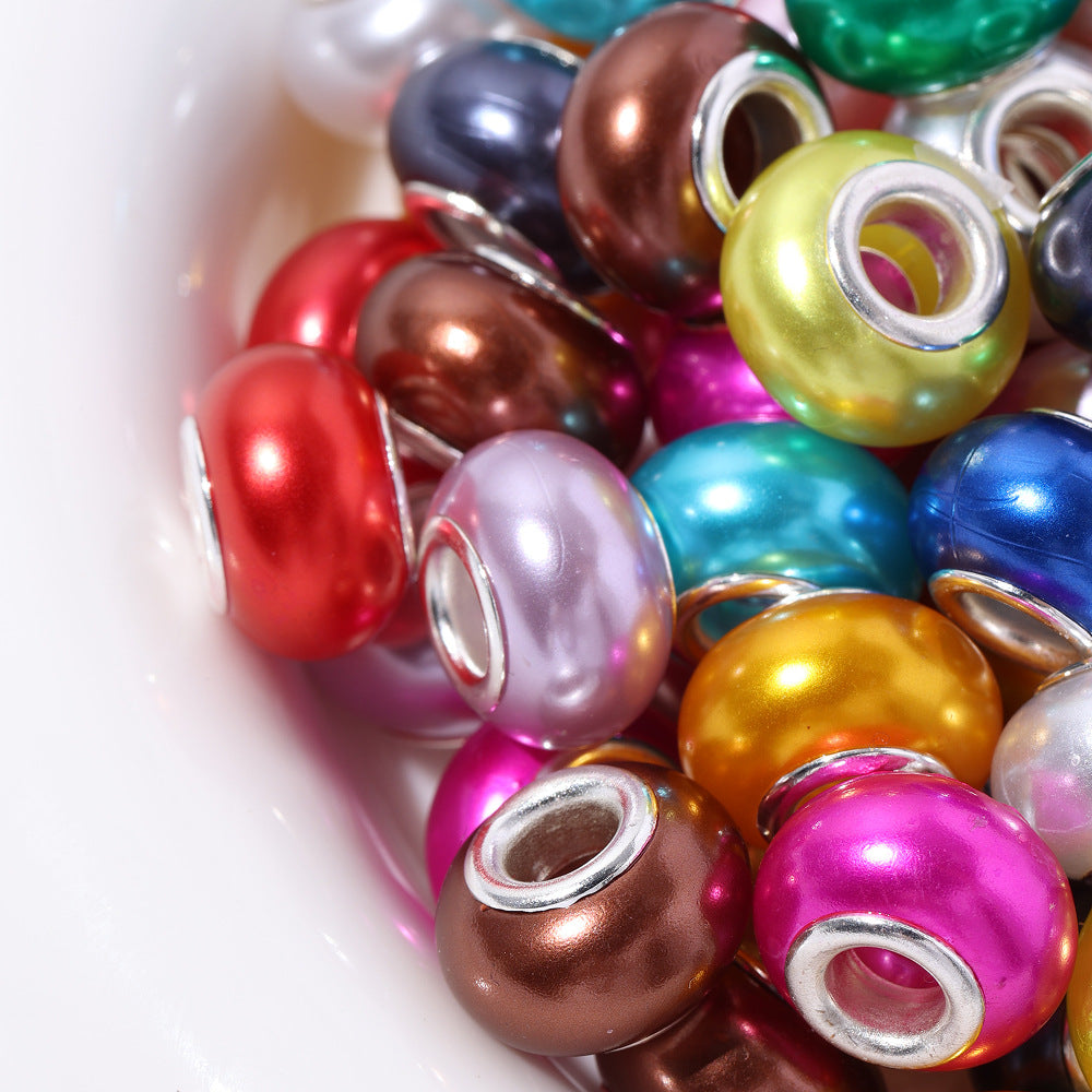 ABS Plastic Donut Spacer Beads 9*14mm Imitation Pearl 100pcs 4