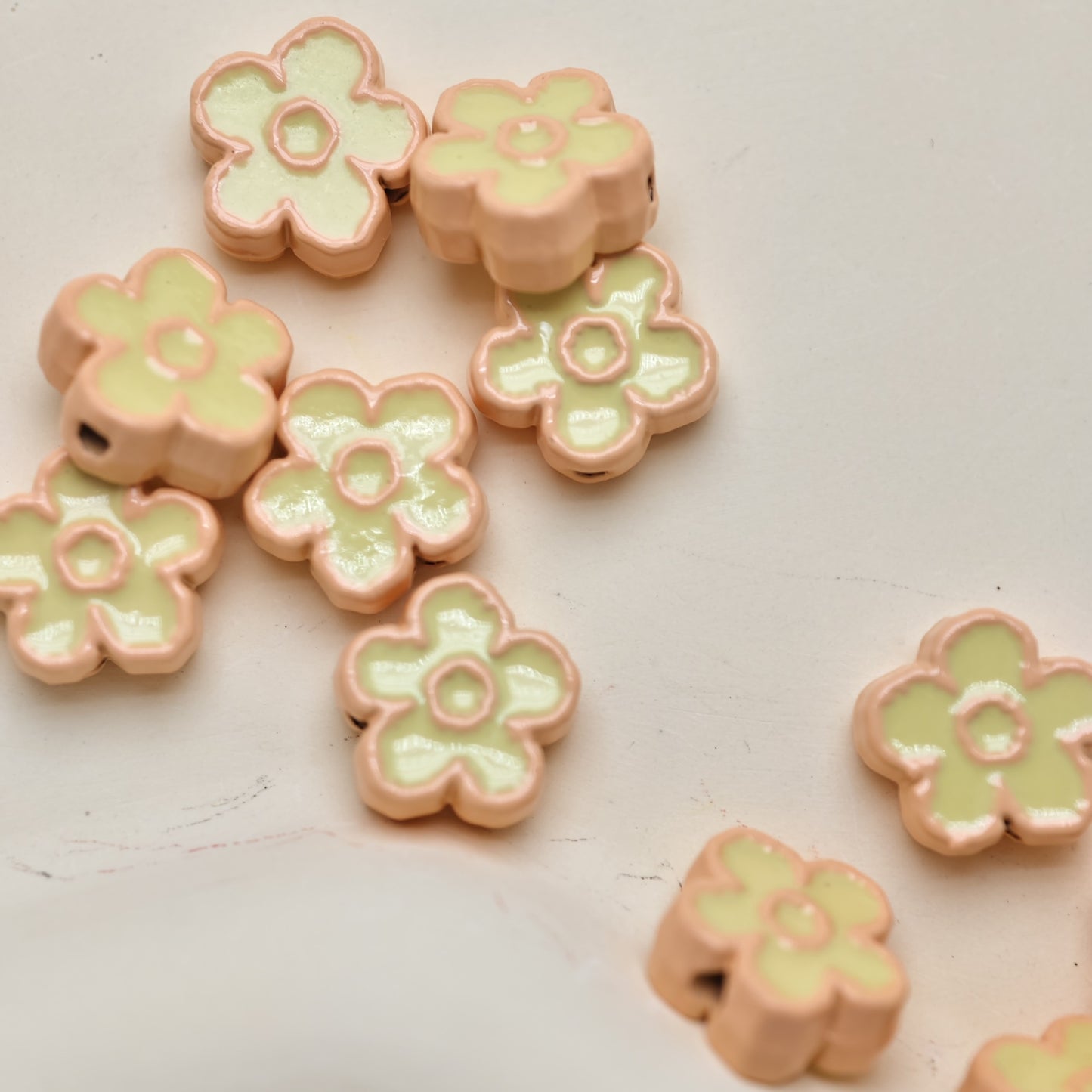 Flower Metal Beads 10mm Baking Painted Two-Color Zinc Alloy 10pcs 16