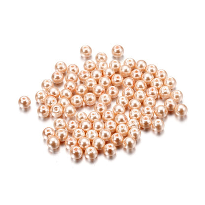Pearl Glass Beads 8mm Imitation Smooth Glossy Mixed Colors 100pcs 37