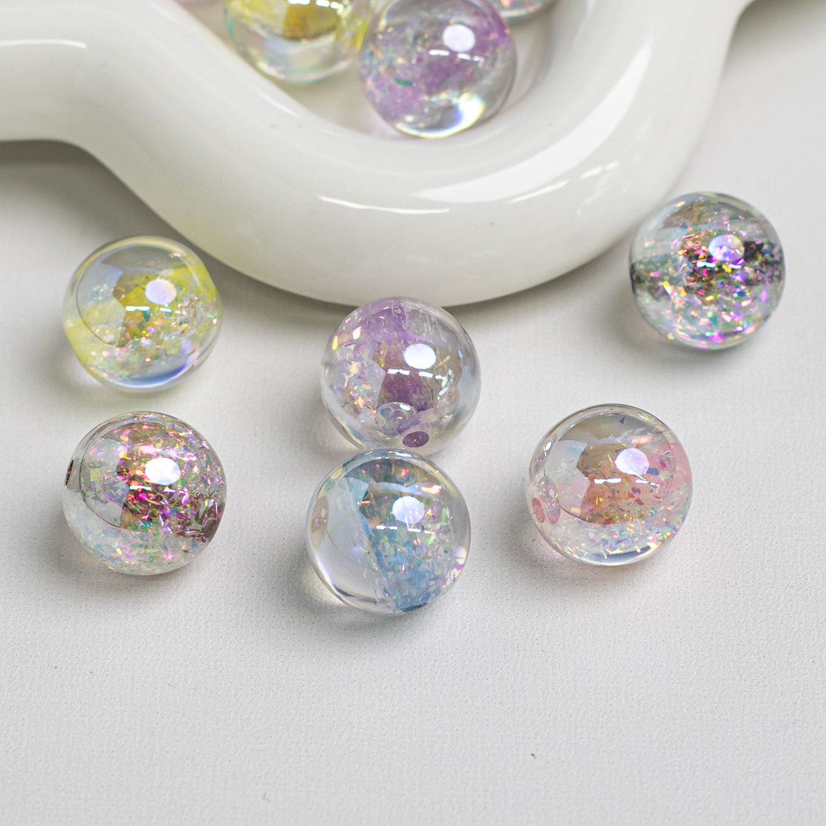 Dyed Core Imitation Opal Resin Beads 8mm Round Mixed Colors 40pcs 2