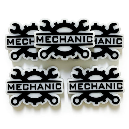 Silicone Focal Beads Technician Maintenance Black On White Mechanic Graphic 20pcs 2
