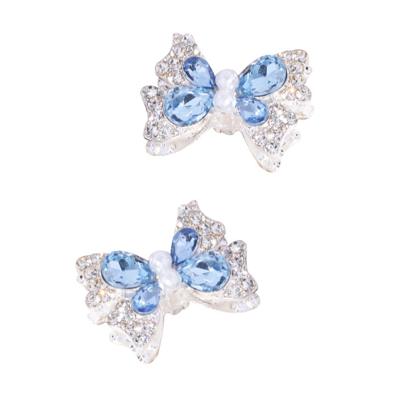 Faceted Bow Rhinestone Beads 25mm Full Pave Alloy 3pcs 5