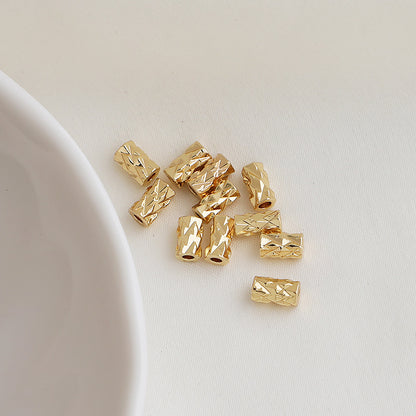 Brass Faceted Tube Metal Beads 3x6 4.5x7mm Geometric Texture 50pcs