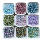 Crackle Glass Beads Round 8mm Textured Shimmer Mixed Colors 50pcs 4