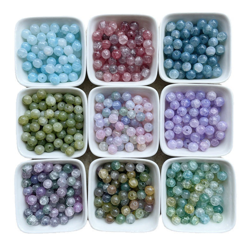 Crackle Glass Beads Round 8mm Textured Shimmer Mixed Colors 50pcs 4