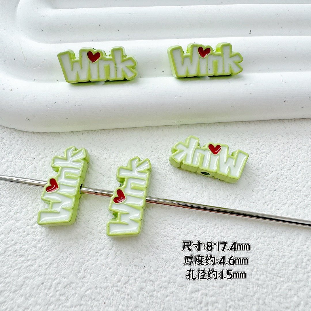 Crown and Wink Metal Beads 13mm Glossy Pastel Painted Alloy 10pcs 12