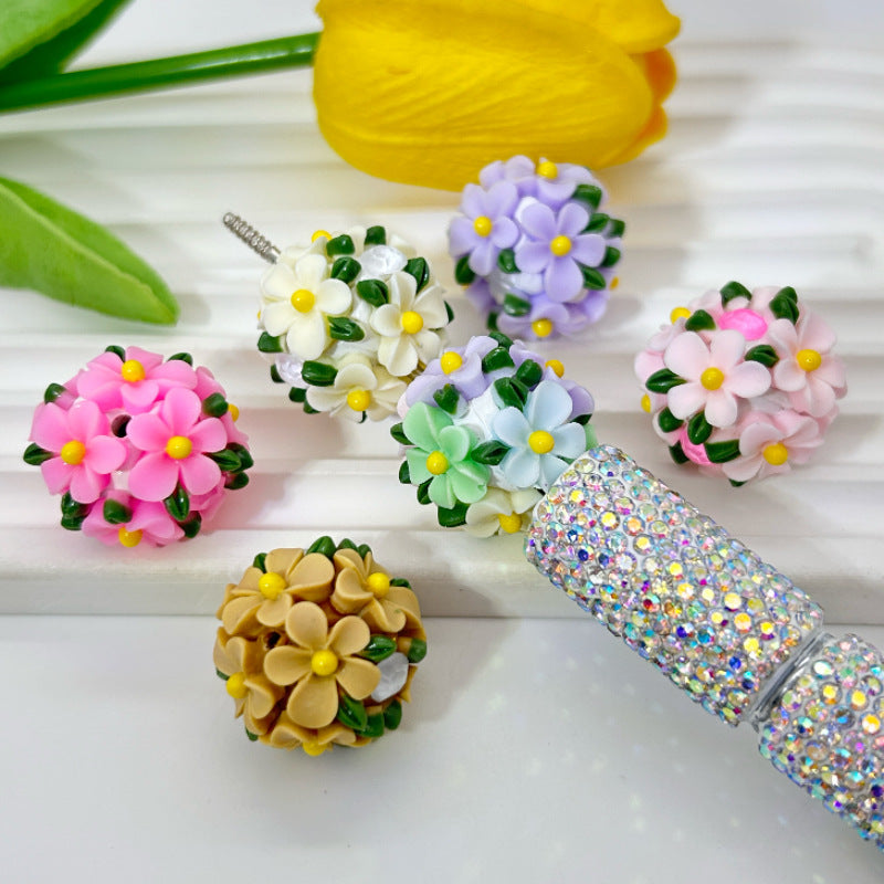 Flower Cluster Clay Beads 20mm Fresh Camellia Polymer 10pcs