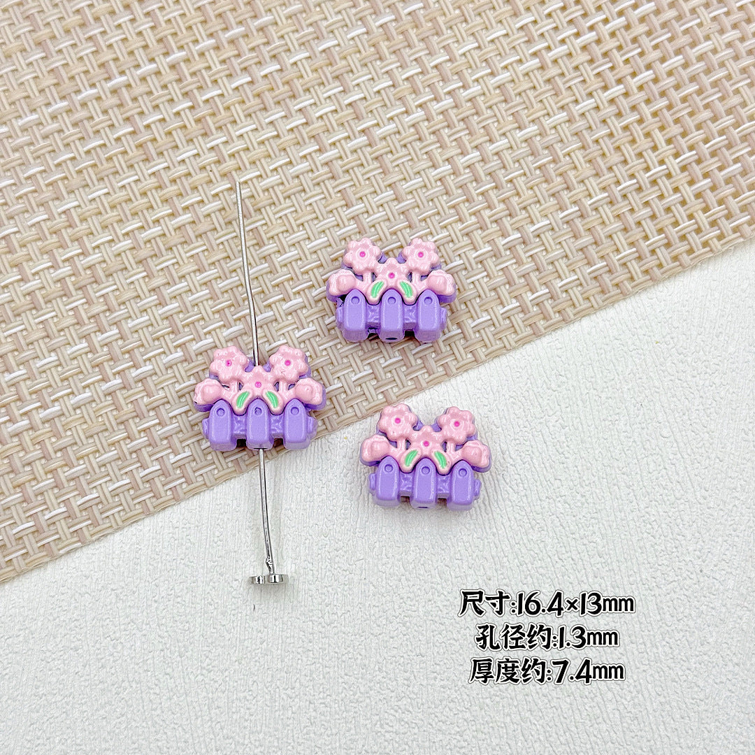 Flower Butterfly Metal Beads 16-20mm Baking Painted Glossy Finish 10pcs 8