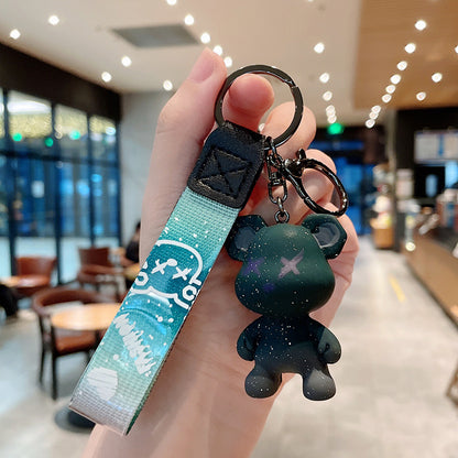 Colorful Resin Bear Couple Keychain Vibrant Gradient Hues 10