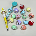 Silicone 3D Focal Beads Mushroom with Smiling Faces 20pcs 3