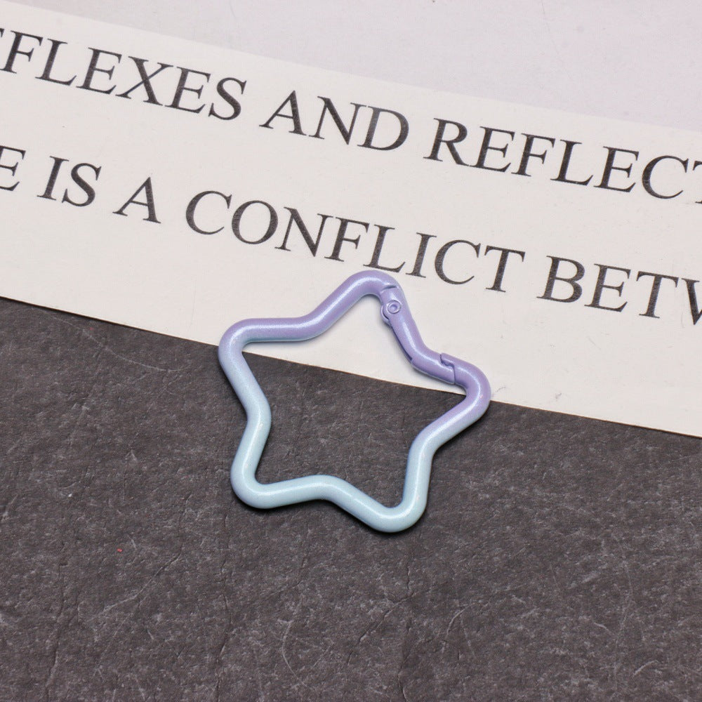 Alloy Gradient Pearlescent Star Trigger Spring Keyrings 4pcs 43mm 6