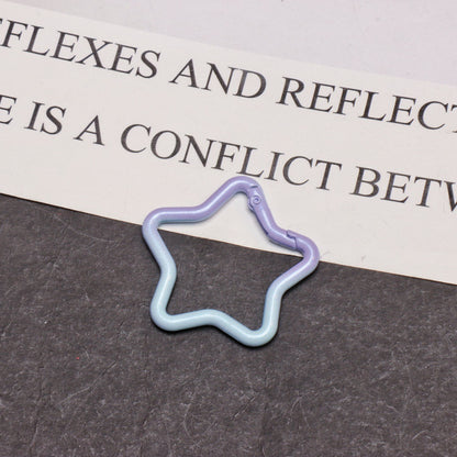 Alloy Gradient Pearlescent Star Trigger Spring Keyrings 4pcs 43mm 6