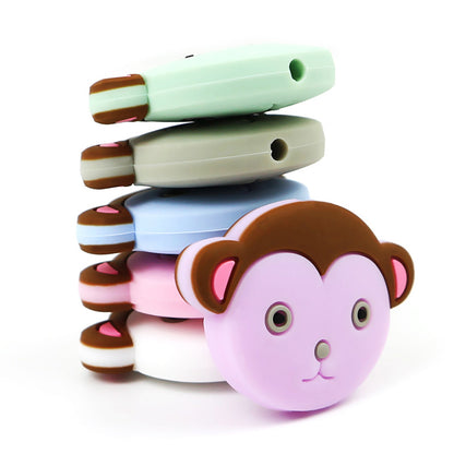 Silicone Focal Beads Monkey Face Rounded Ears 20pcs 2