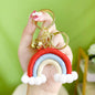 Cotton Crochet Rainbow Keychain Pastel Colors with Pom Poms 10