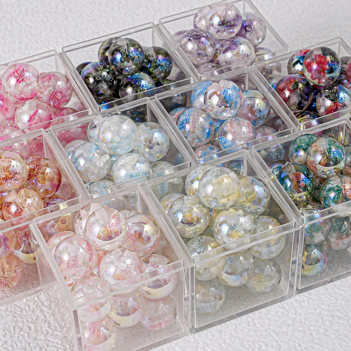 Shimmer Butterfly Inside Round Resin Beads 16mm Mixed Colors 20pcs 2