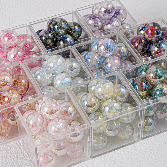 Shimmer Butterfly Inside Round Resin Beads 16mm Mixed Colors 20pcs 2