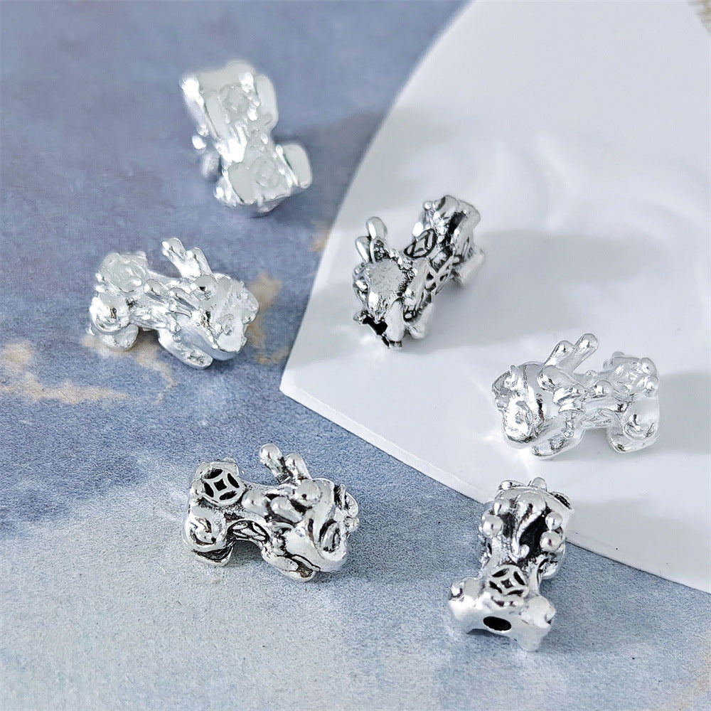 Mythical Chinese Fortune Beast Metal Beads 13mm Antique Silver Gold Bright Silver 30pcs 5