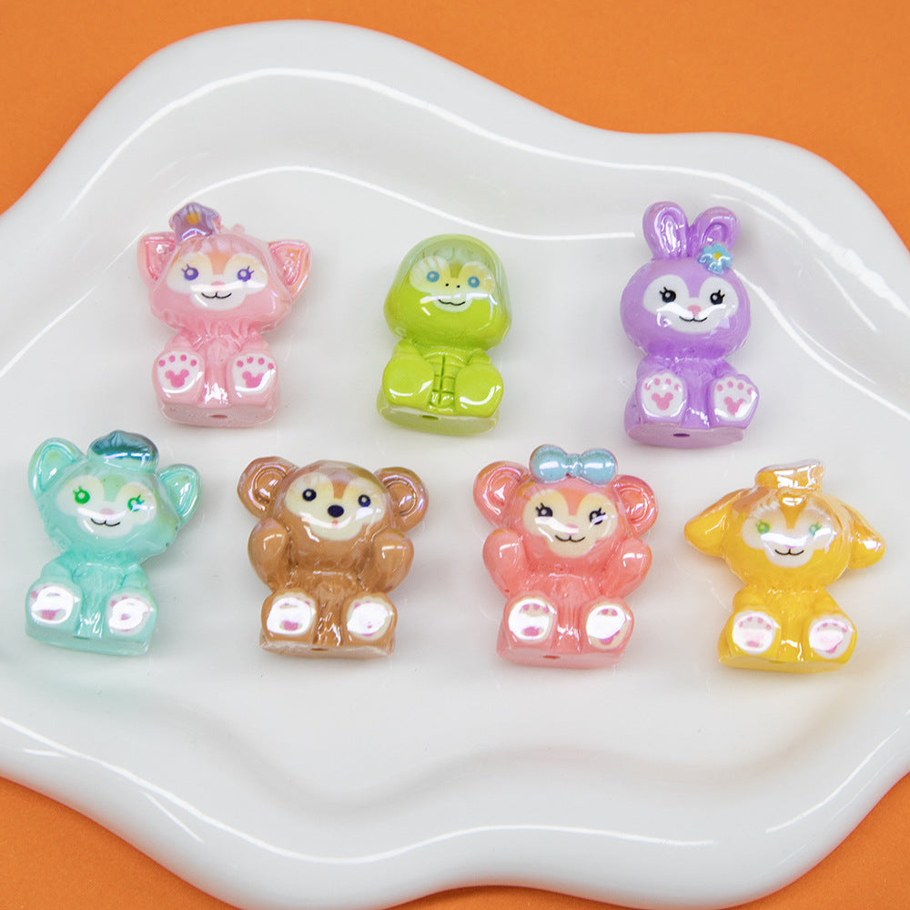 Plating 3D Animal Resin Beads Charming Glossy Disney Series 10pcs 2