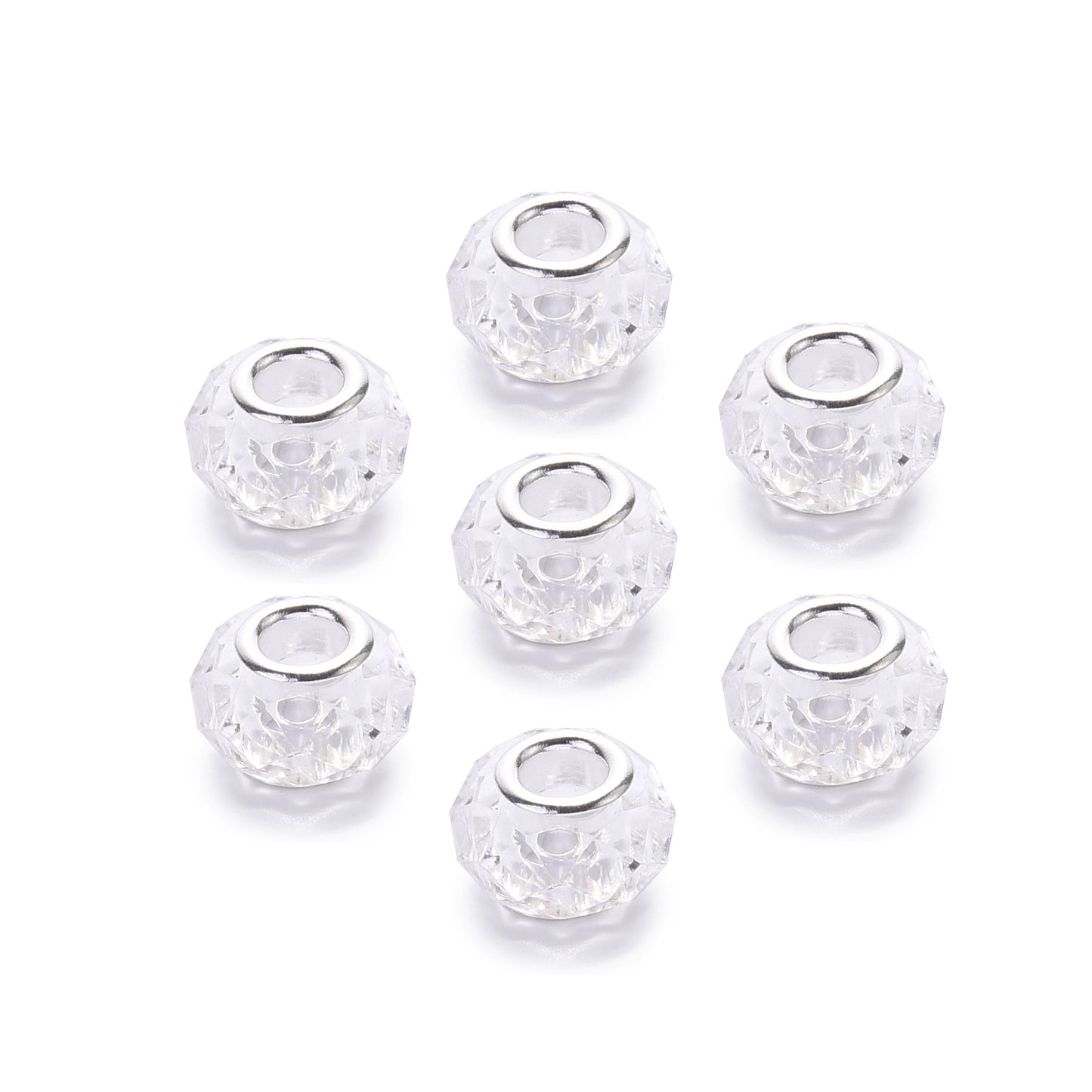 Acrylic Spacer Beads 14mm Imitation Crystal Large Hole 30pcs 10