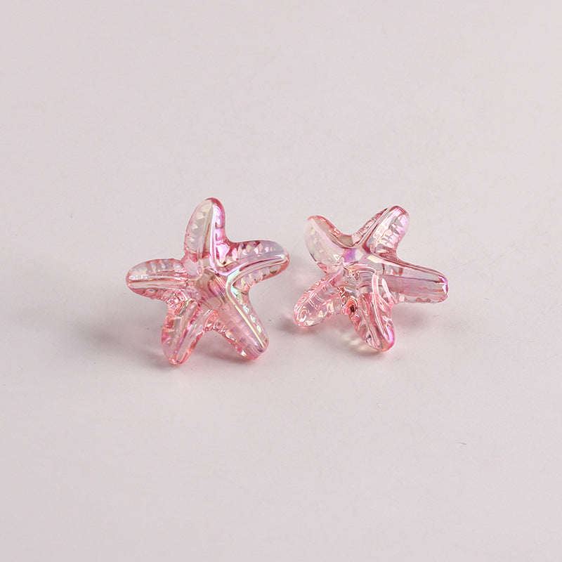 Plating Transparent Starfish Acrylic Beads 19mm Assorted Colors 100pcs 12