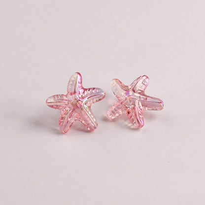 Plating Transparent Starfish Acrylic Beads 19mm Assorted Colors 100pcs 12