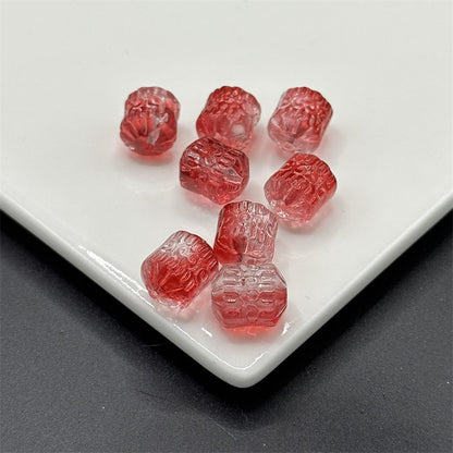 Electroplated Transparent Glass Beads 12mm Etched Rainbow Pattern 100pcs 11