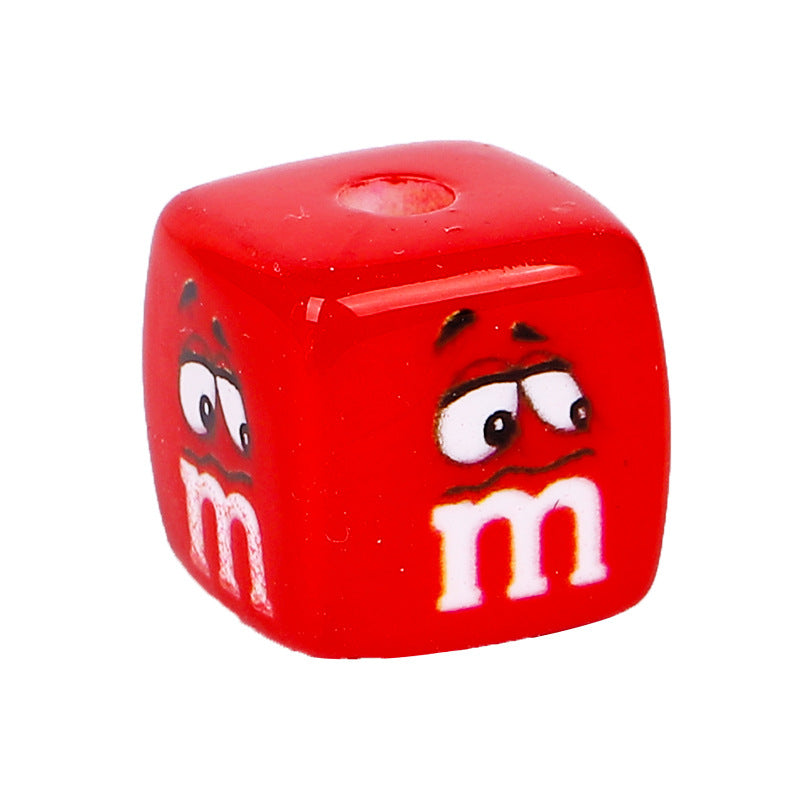 Square Acrylic Beads 14mm M&M Emoji Printed Glossy 10pcs 4