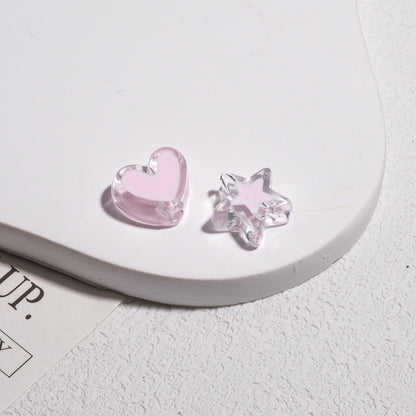 Double Sided Star & Heart Acrylic Beads 11mm Enamel Glossy 50pcs 7