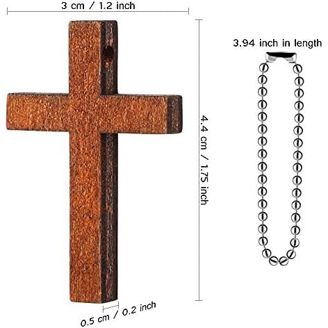 Antique Wooden Cross Keychain Dark Brown Vintage 44mm 20pcs 5