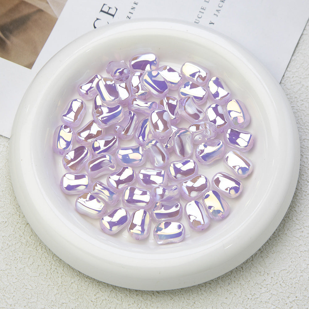 Glossy Plating Irregular Shaped Acrylic Beads 16mm Pastel Colors 20pcs 11