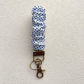 Plaid and Dotted Fabric Scrunchie Keychain with Vintage Brass Clasp 2pcs 3