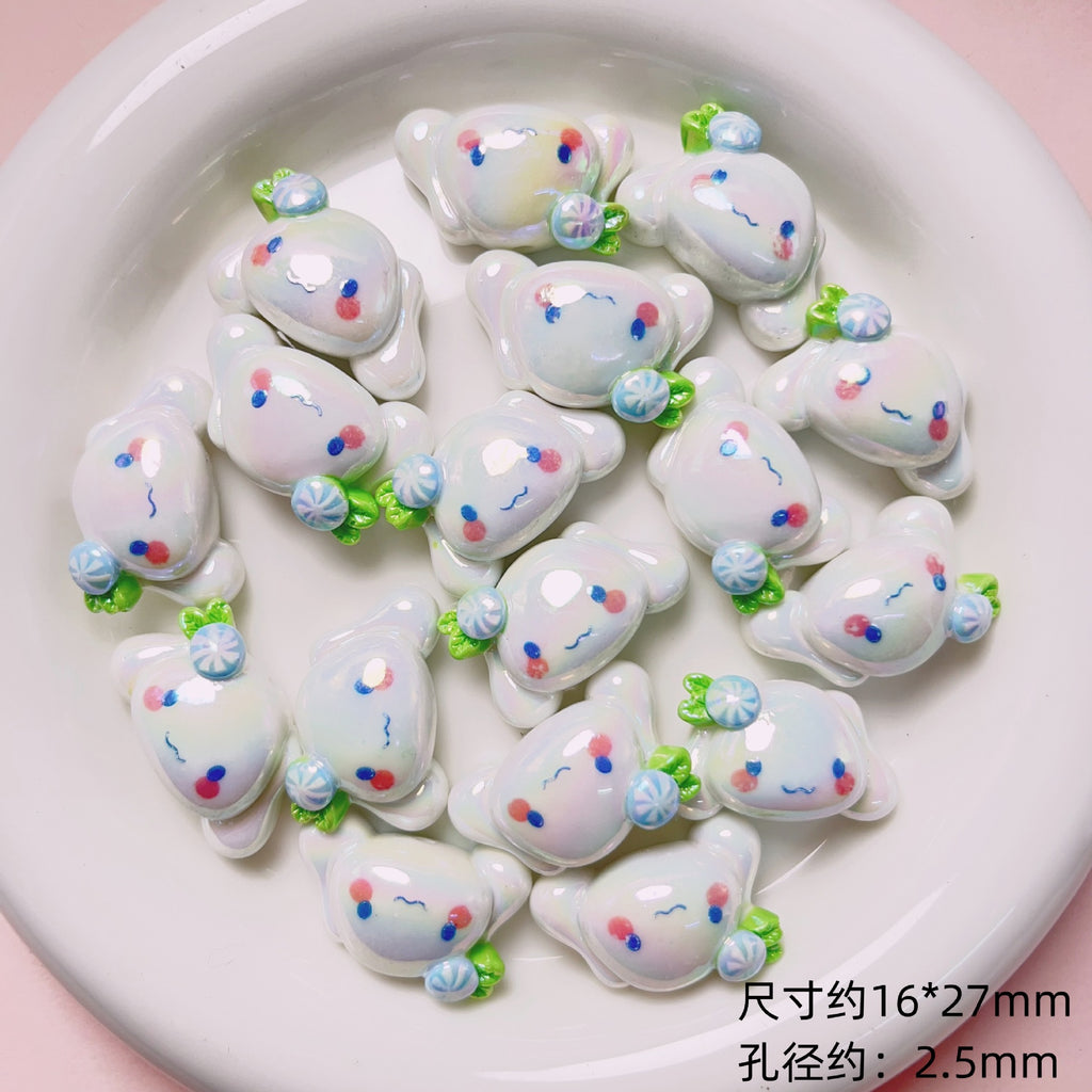 Glossy Sanrio Character Resin Beads 2.5mm Hole Pastel Colors 5pcs 4