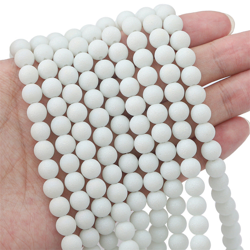 Frosted Round Glass Beads 8mm Soft Matte Pastel Colors 70pcs 6
