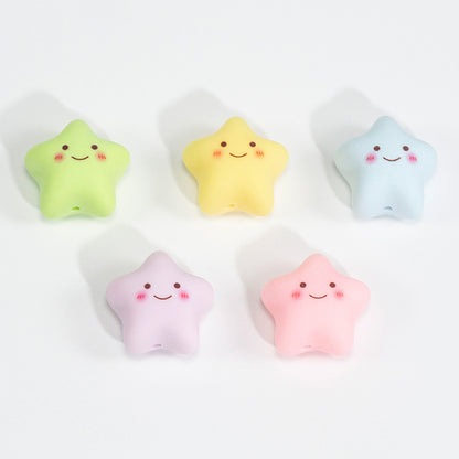 Painted Star and Heart Acrylic Beads 23mm Pastel Matte 50pcs 7