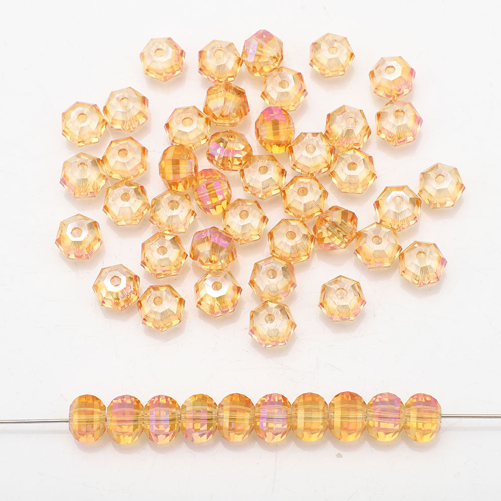 Glass Faceted Spacer Beads 8mm Plating Metallic Color 60pcs 15