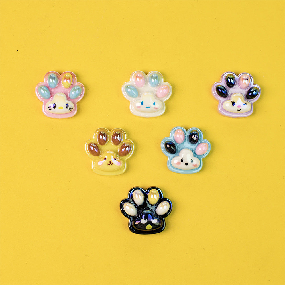 Glossy Pastel Cat Paw Resin Beads 25mm Shiny Plating 10pcs 3