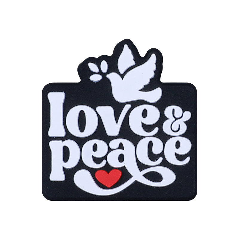 Silicone Focal Beads Love Peace STOP WAR Phrase and Dove Heart 20pcs 5