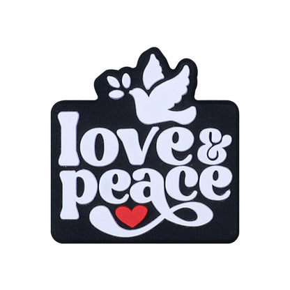 Silicone Focal Beads Love Peace STOP WAR Phrase and Dove Heart 20pcs 5