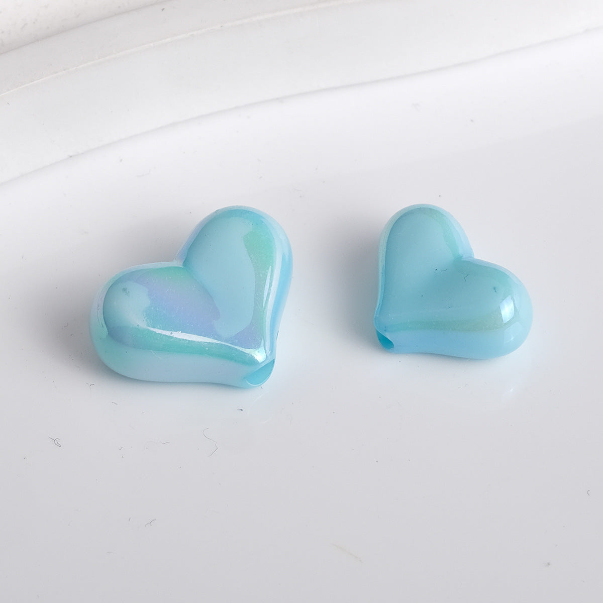 Solid Color Plating Heart Acrylic Flat Beads 13mm 17mm 250pcs 12