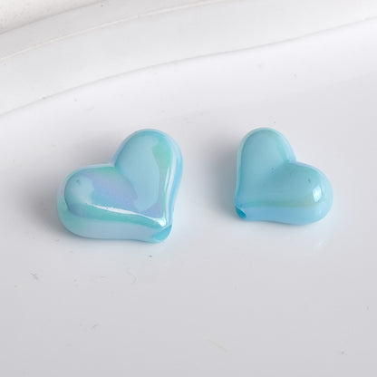Solid Color Plating Heart Acrylic Flat Beads 13mm 17mm 250pcs 12