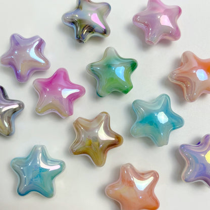 UV Plating Dual Color Cloud Gradient Star Acrylic Beads 22mm 50pcs 13