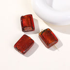 Lampwork Rectangular Glass Beads 20mm Silver Foil Striped 5pcs 6