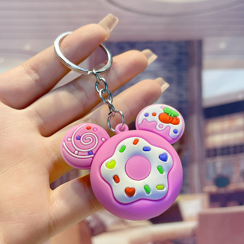 Cartoon Donut Keychain PVC Pastel Colors Big Ears Design 9