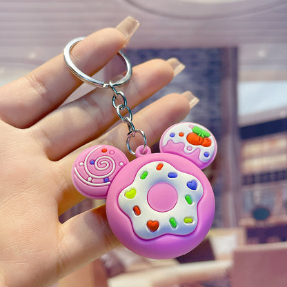 Cartoon Donut Keychain PVC Pastel Colors Big Ears Design 9