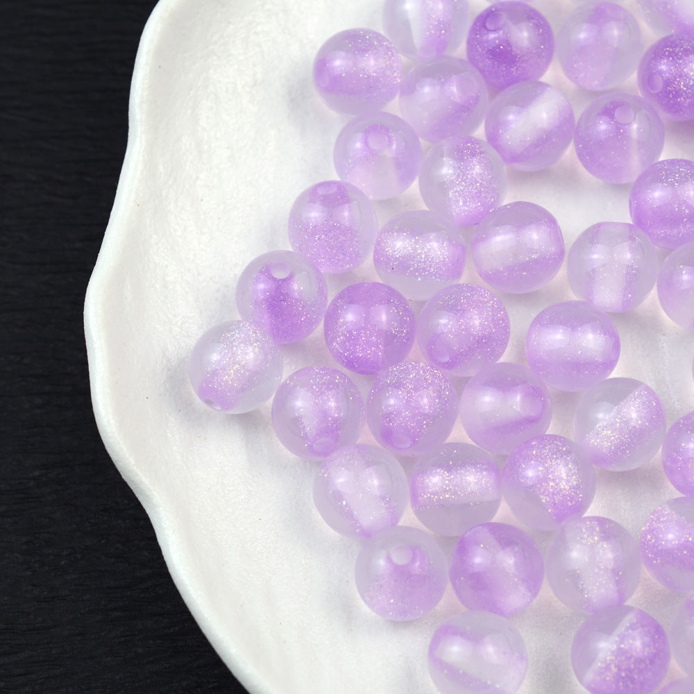 Dyed Core Glitter Resin Round Beads 8-16mm Mixed Colors 10pcs 15