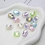 Glossy Plating Irregular Shaped Acrylic Beads 16mm Pastel Colors 20pcs 4