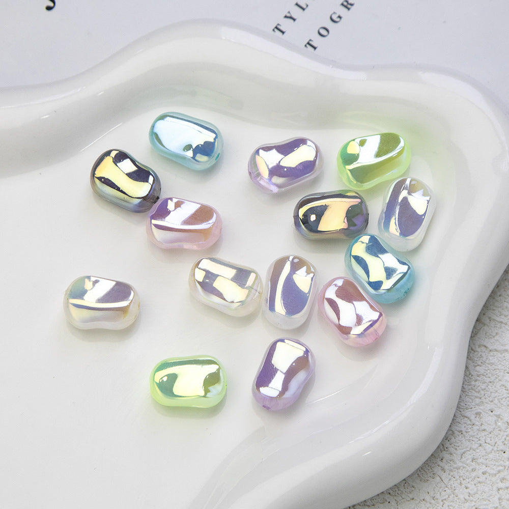 Glossy Plating Irregular Shaped Acrylic Beads 16mm Pastel Colors 20pcs 4