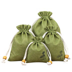 Cotton Linen Drawstring Bags Colorful Lotus Print 8x10-12x15cm 2pcs 4