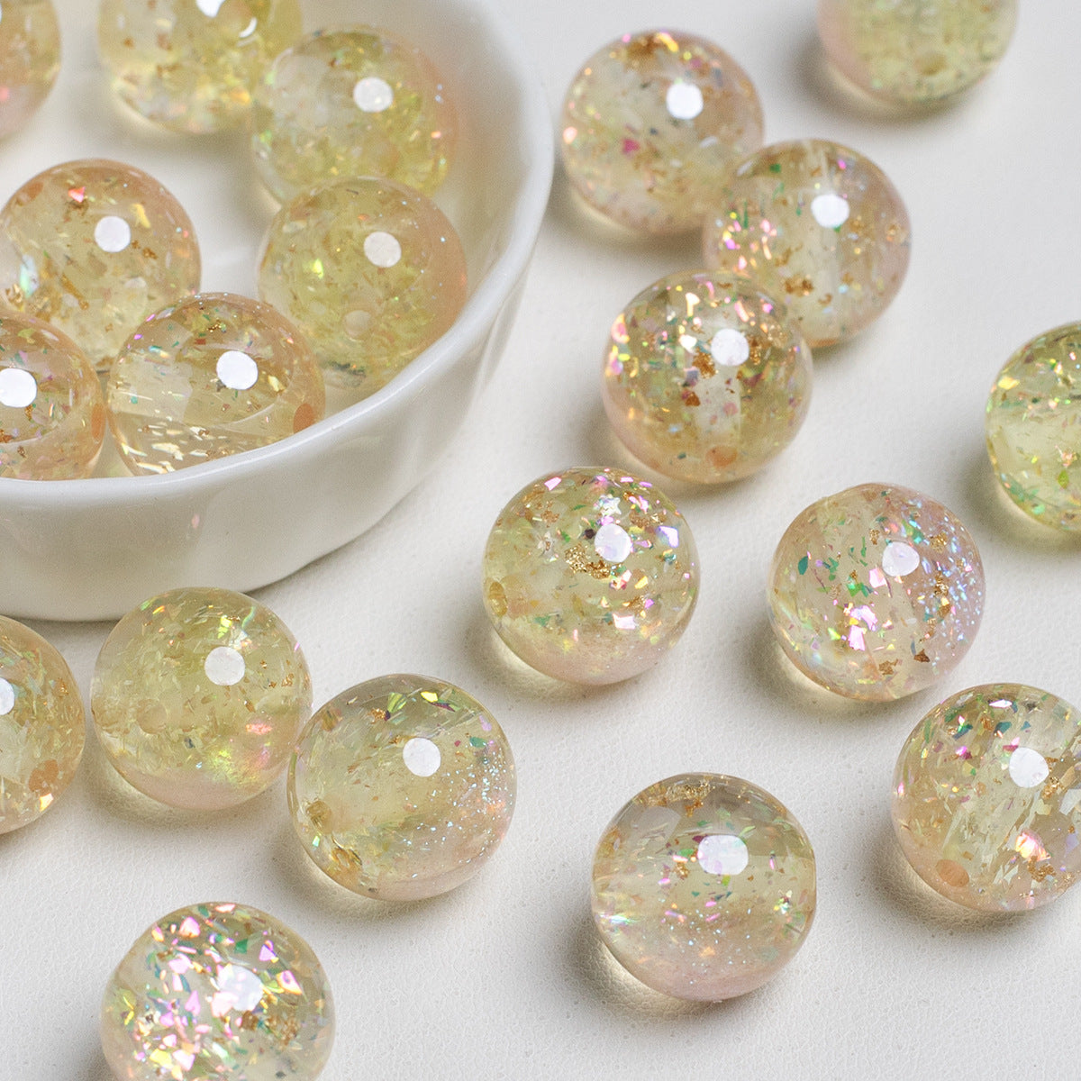 Shimmer Glitter Filled Resin Beads 16mm Round Mixed Colors 10pcs 13